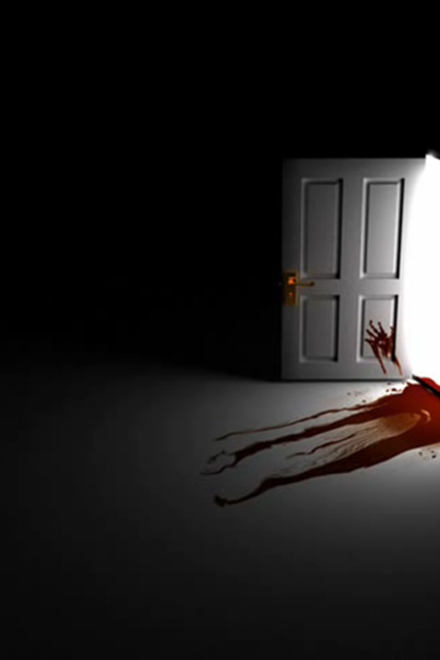 Blood trail at the door