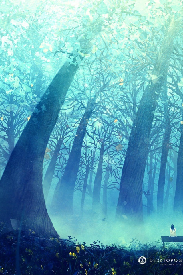 Синяя дымка в лесу