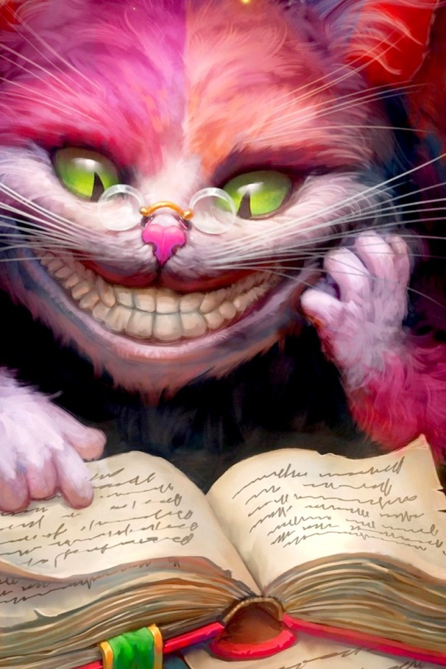 Чеширский кот читает книгу, Алиса в стране чудес