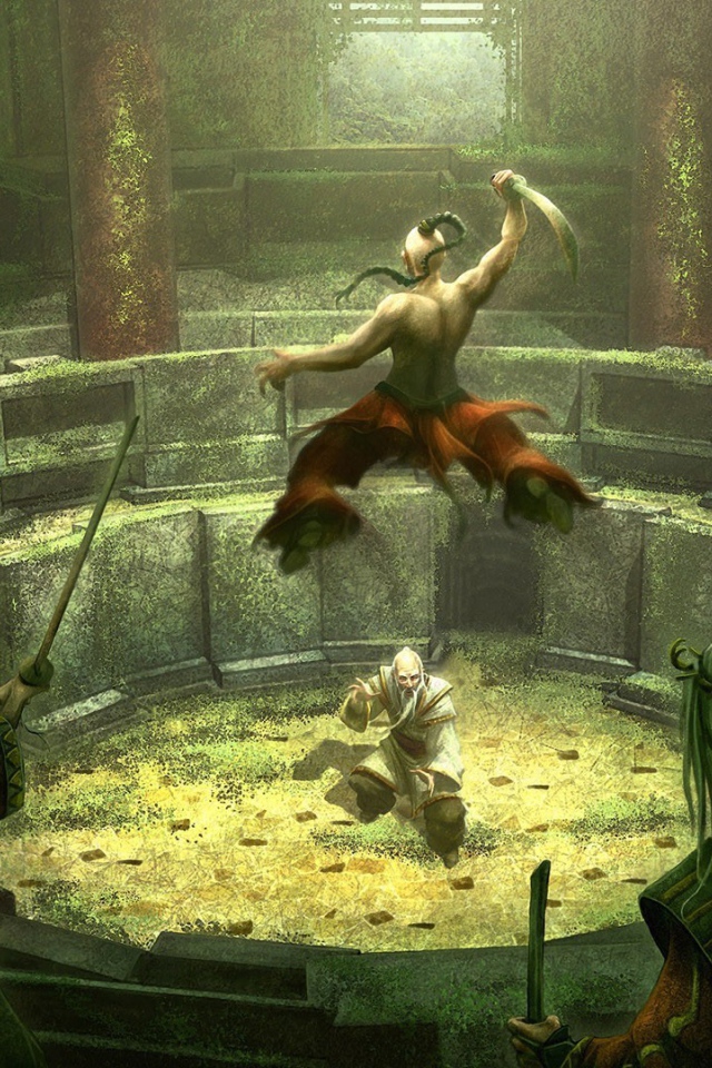 Казак сражается с турками на арене