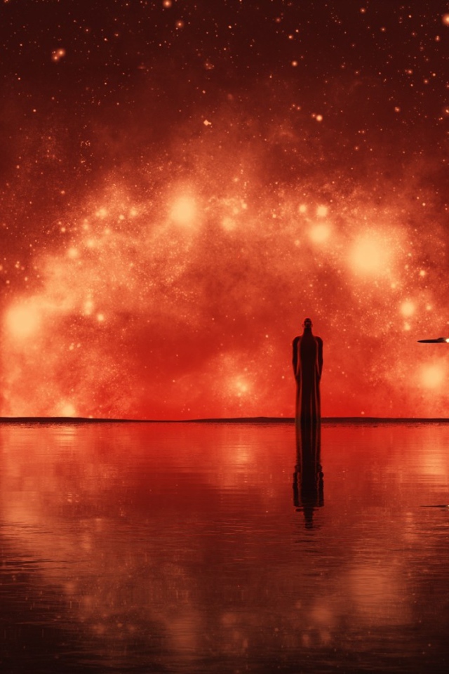 Совет мудрецов на фоне красной звездной системы