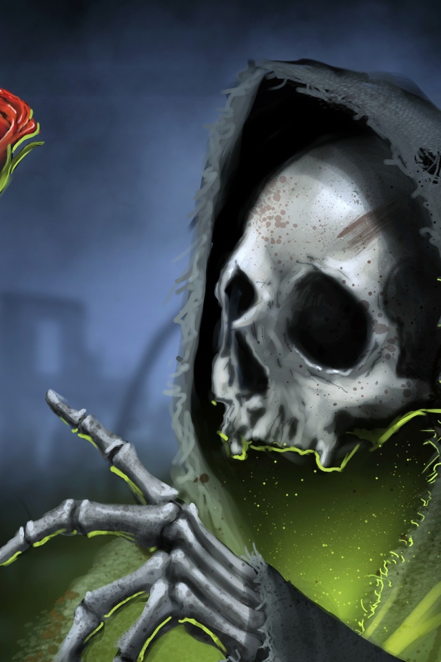 Смерть держит в руке розу