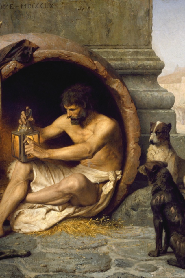 Диоген сидит в бочке