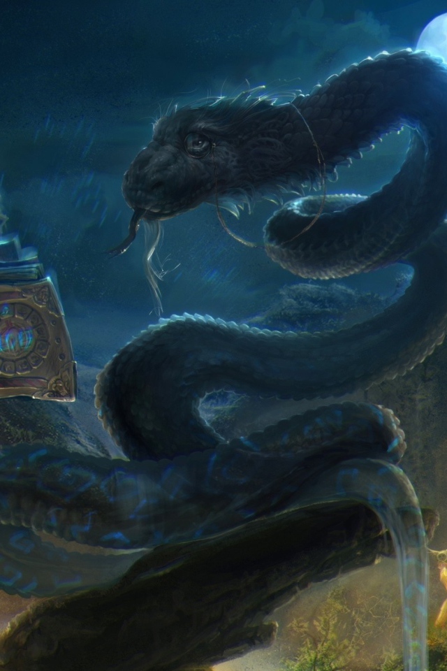 Дракон читает магическую книгу