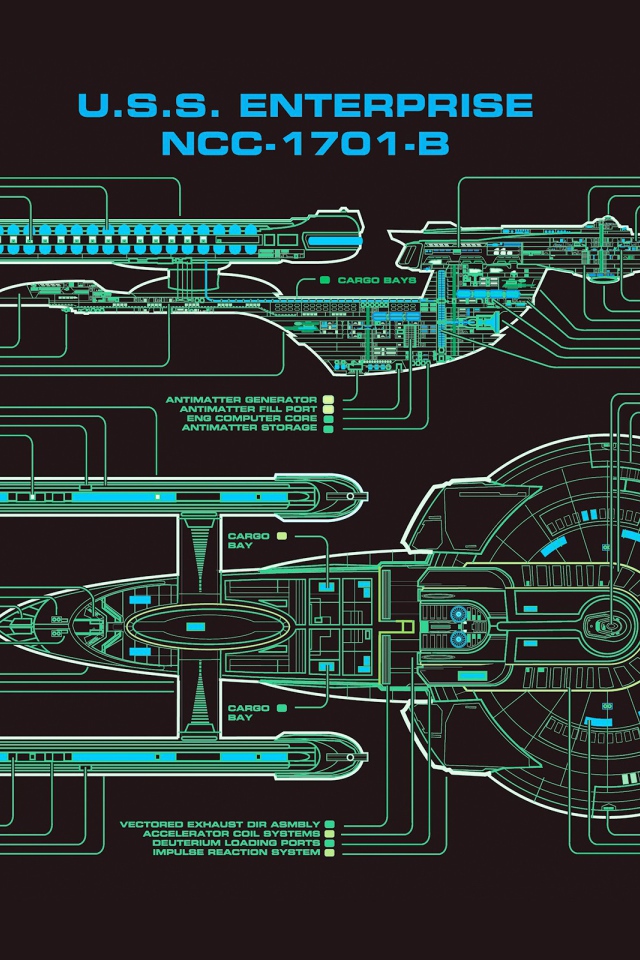 Чертеж корабля Энтерпрайз, сериал Звездный путь