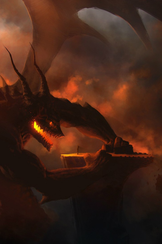 Огненный дракон разговаривает с человеком