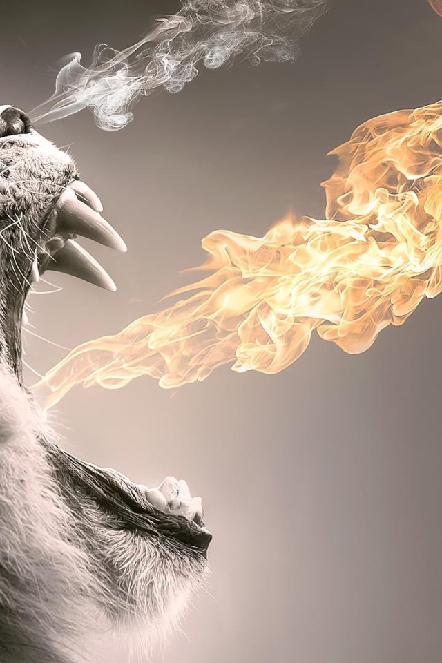 Пламя из пасти мохнатого животного