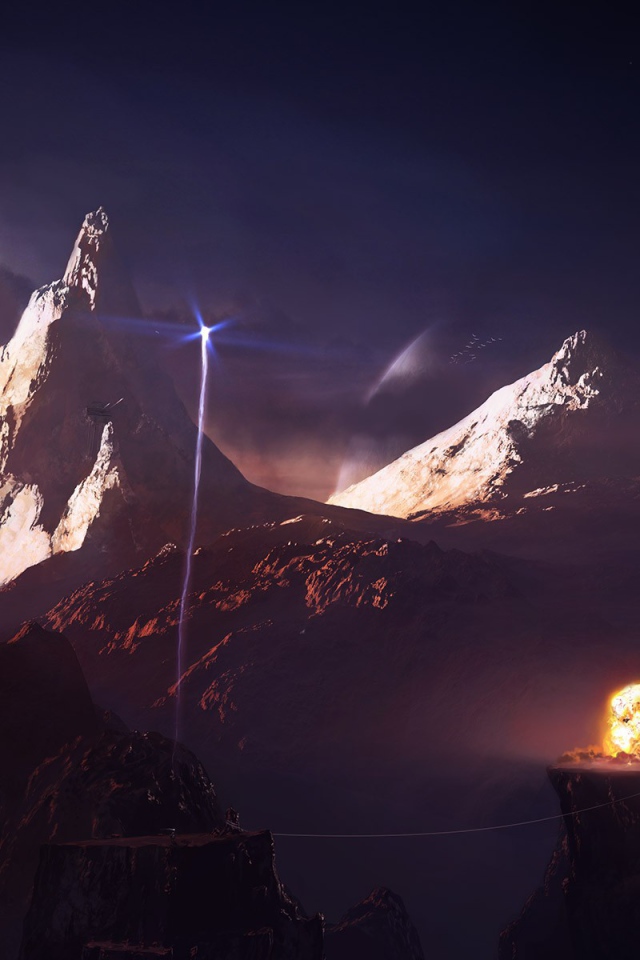 Вспышка на площадке в горах