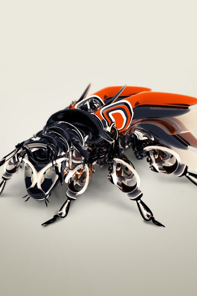 Муха робот на сером фоне