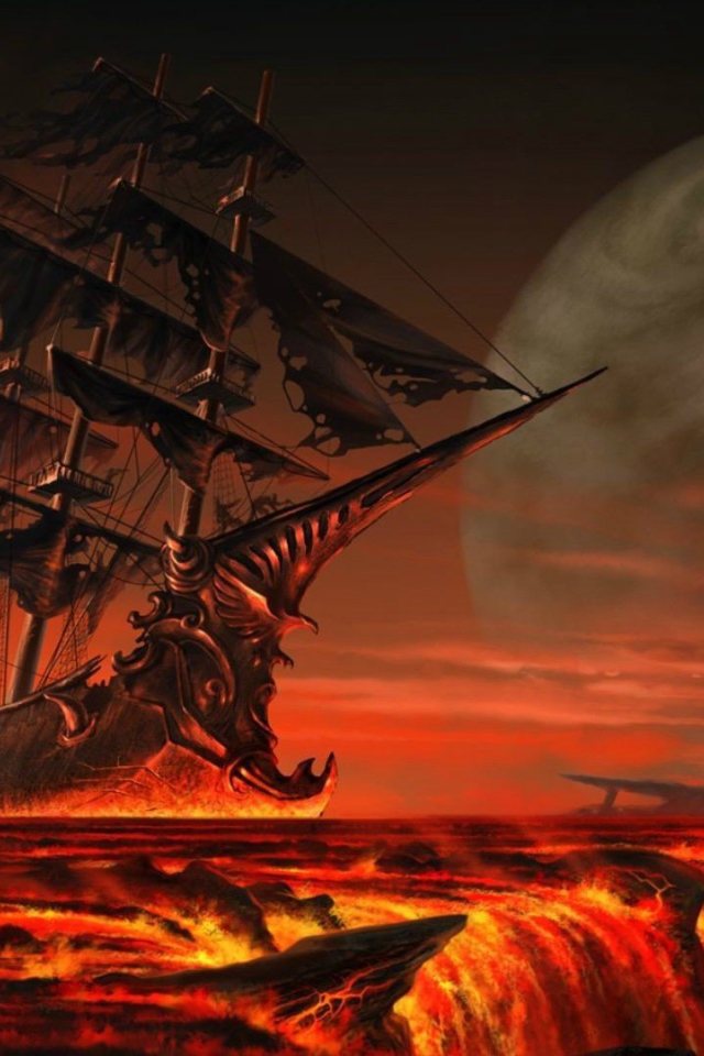 Корабль призрак в огненном море