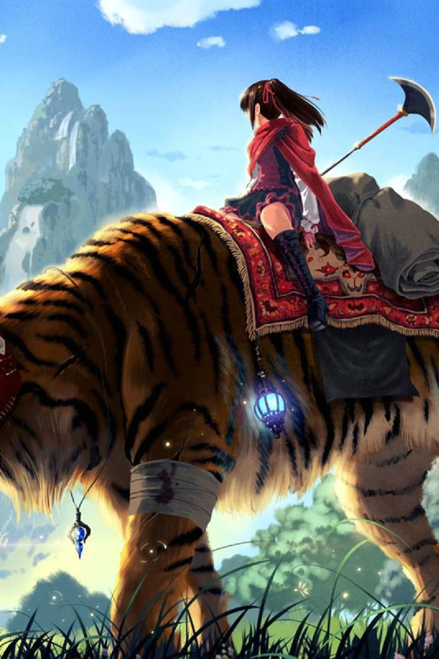 Девушка верхом на боевом тигре