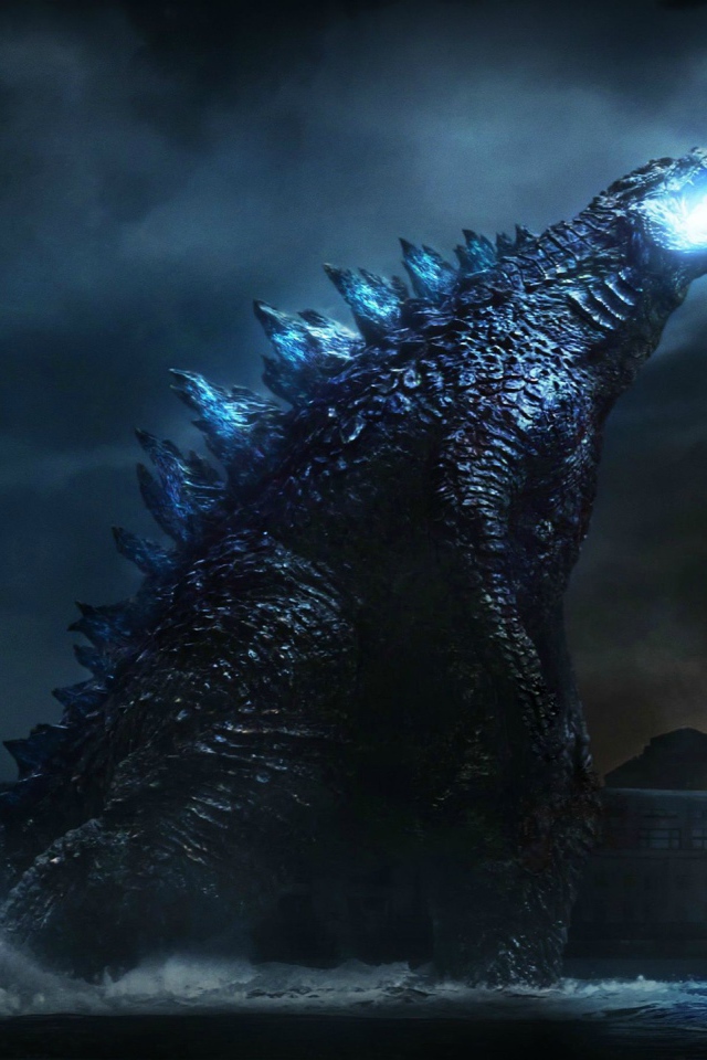 Годзилла извергает голубое пламя