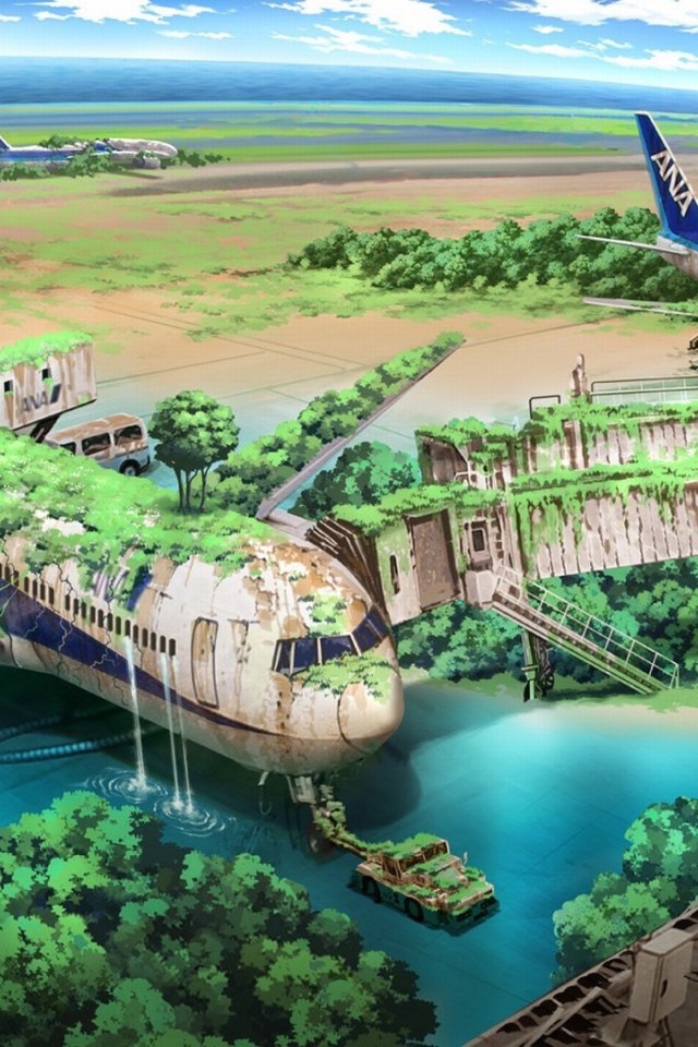 Поросшие травой руины аэропорта