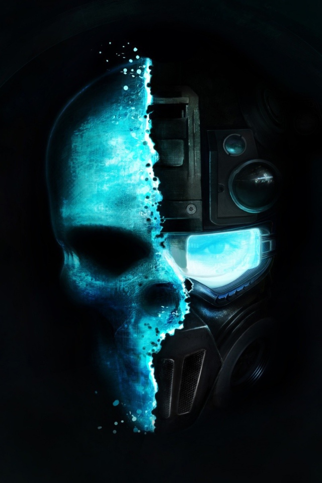 Половина неонового черепа