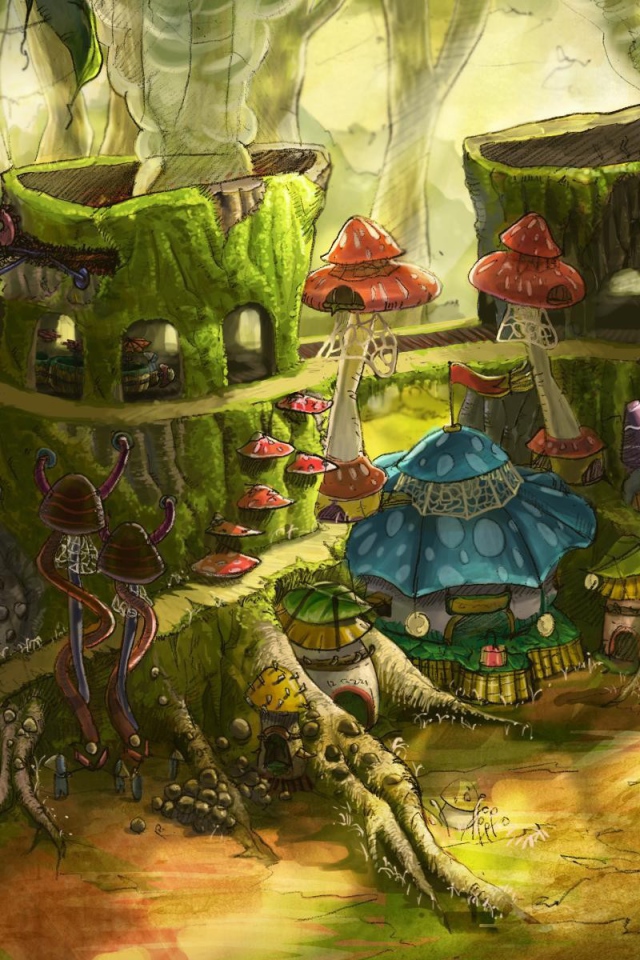 Домик для грибов среди леса