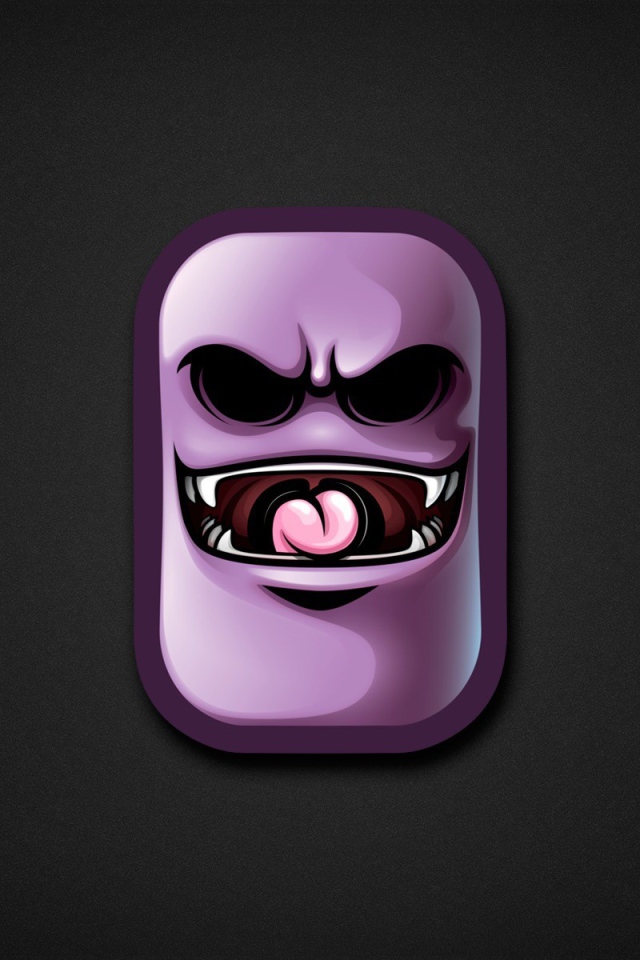 Сиреневая рожица показывает язык