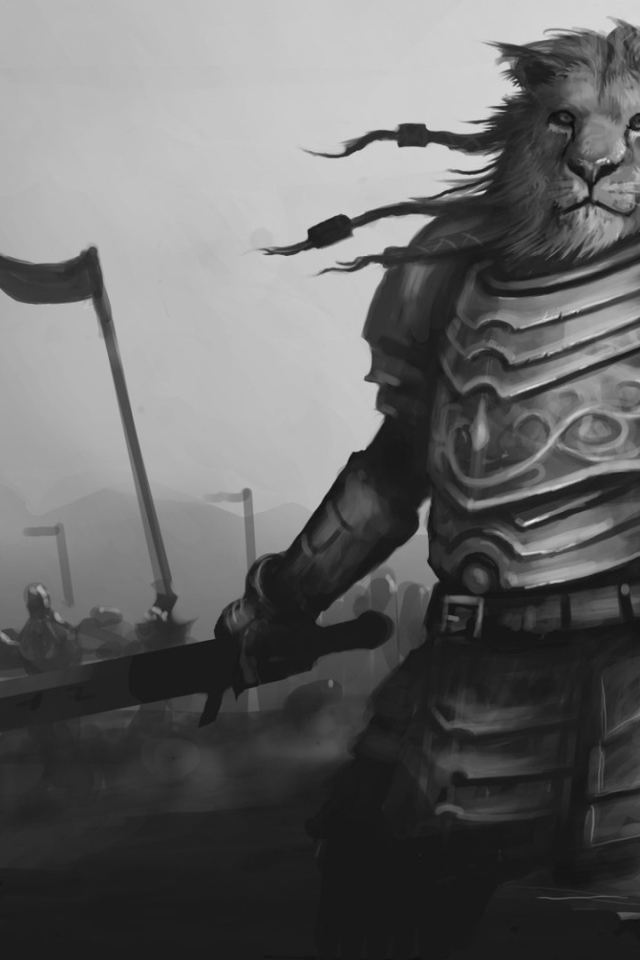 Лев в рыцарских доспехах