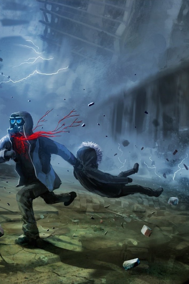 Человек спасает друга от взрыва