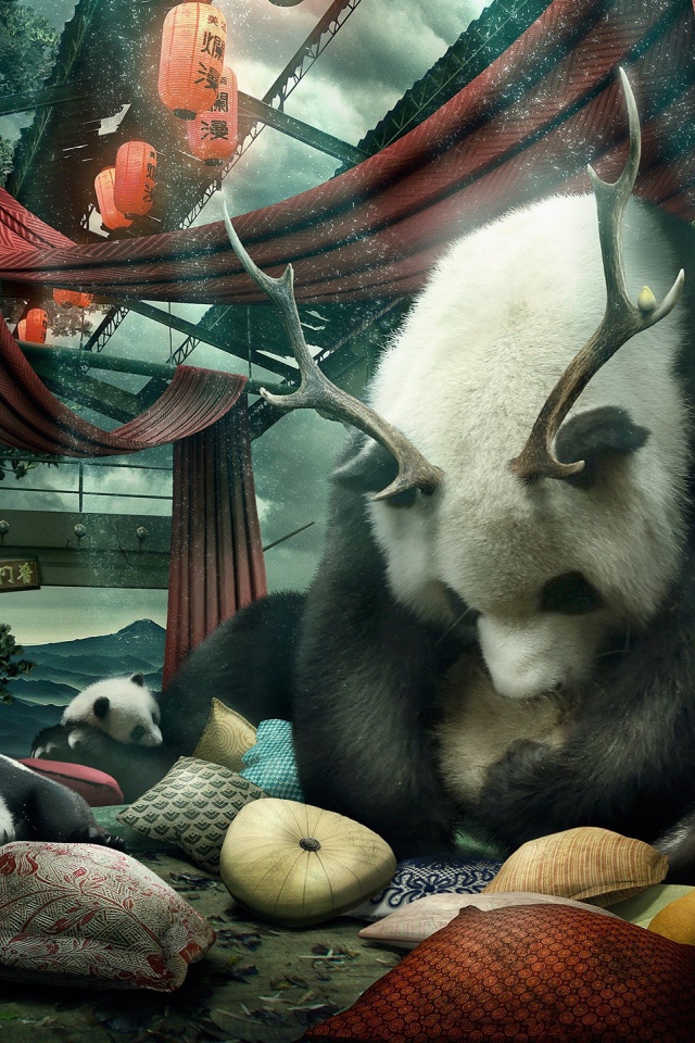 Мама панда с рогами