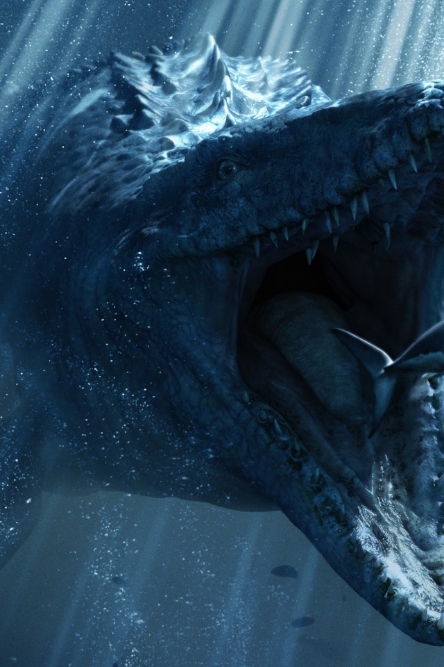 Монстр охотится за акулой под водой