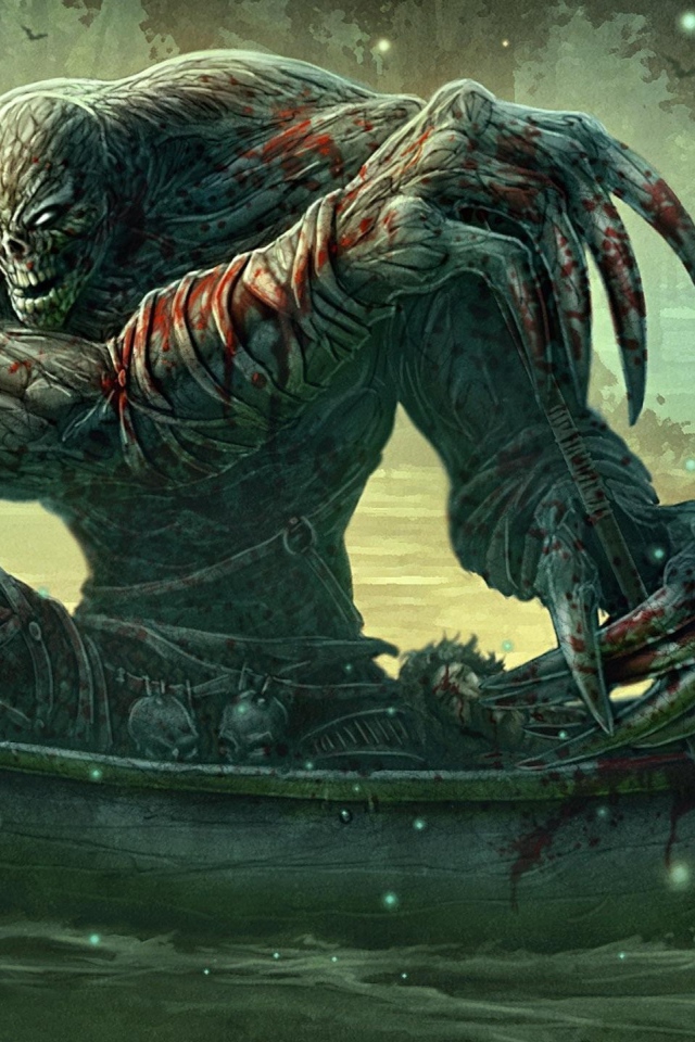 Монстр в лодке на реке