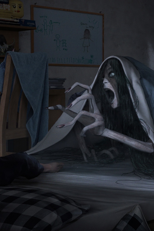 Монстр пугает ребенка