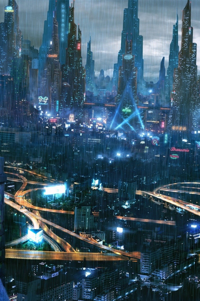 Дождь в городе будущего