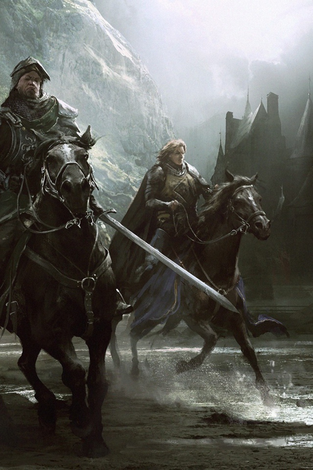 Всадники на лошадях в ущелье