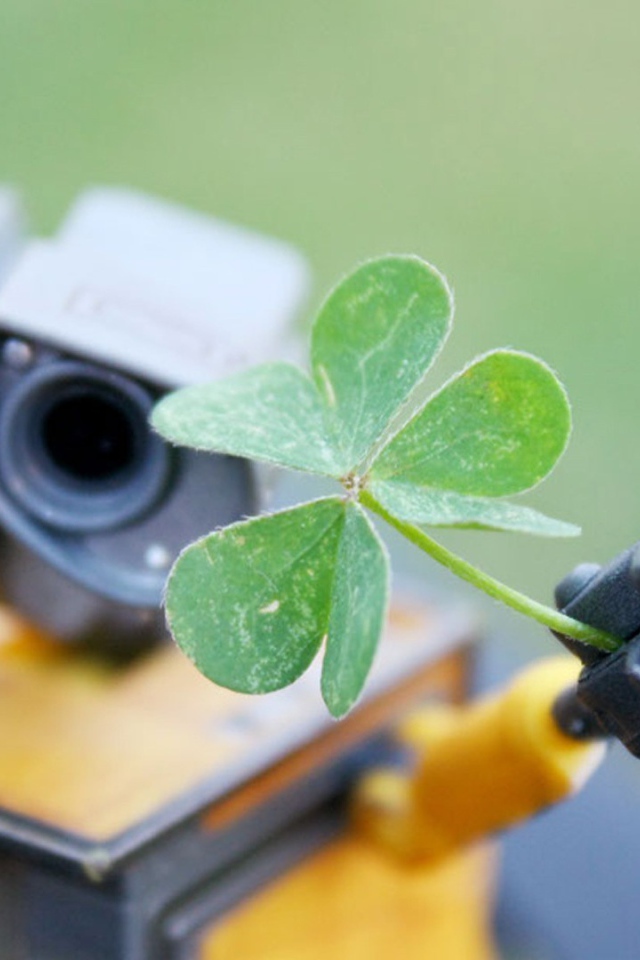 Робот Валли подает зеленый росток