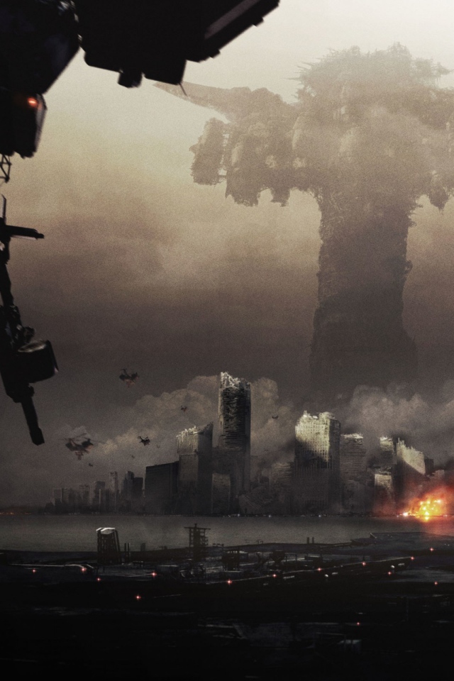 Робот во время войны в мегаполисе