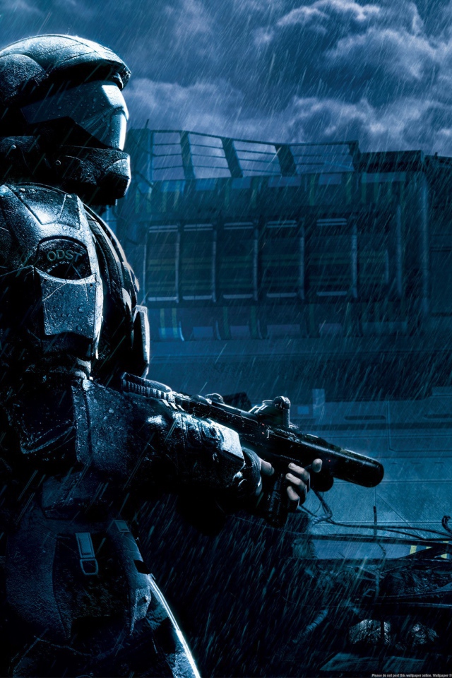 Солдат в броне в мире будущего