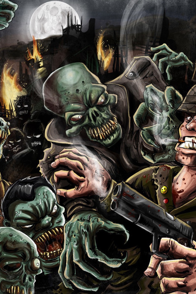 Солдат сражается с зомби