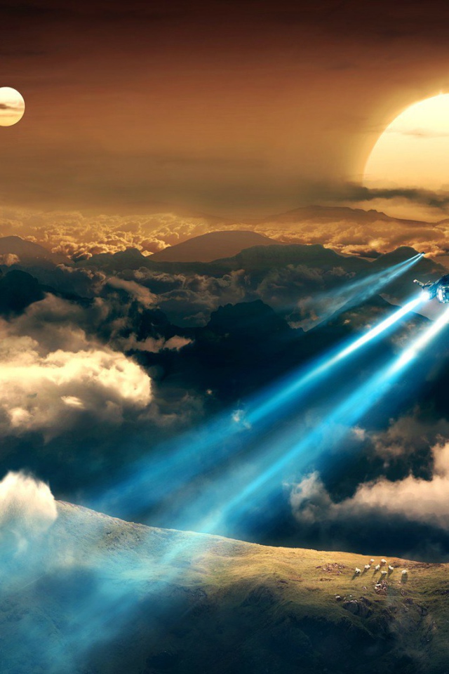 Космические истребители в облаках