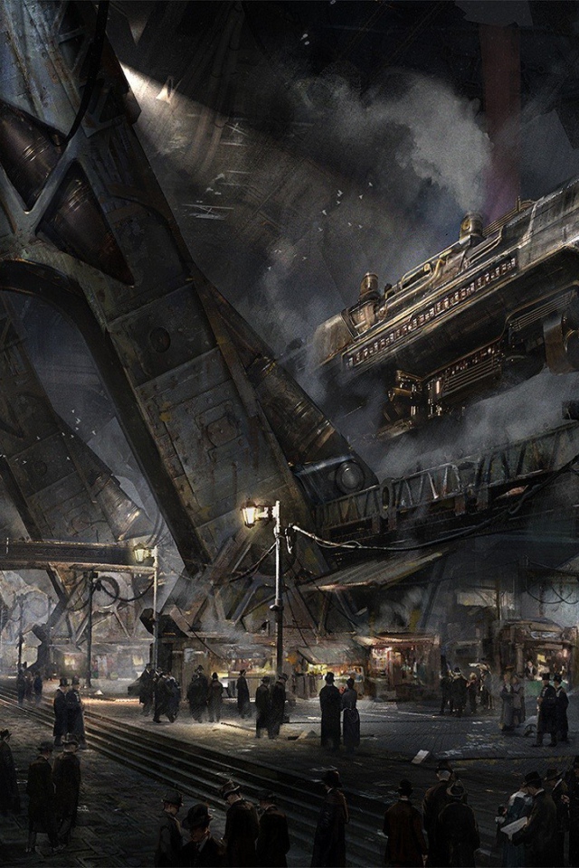 Космопорт в стиле стимпанк