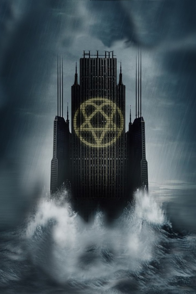 Символ на небоскребе в воде