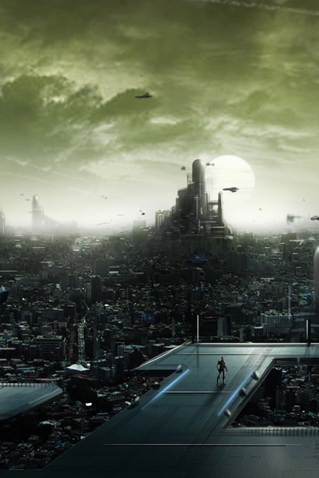 Технологичный город в будущем