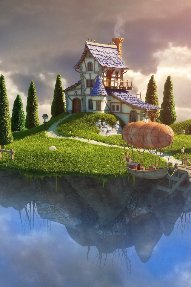 Дирижабль у летающего острова