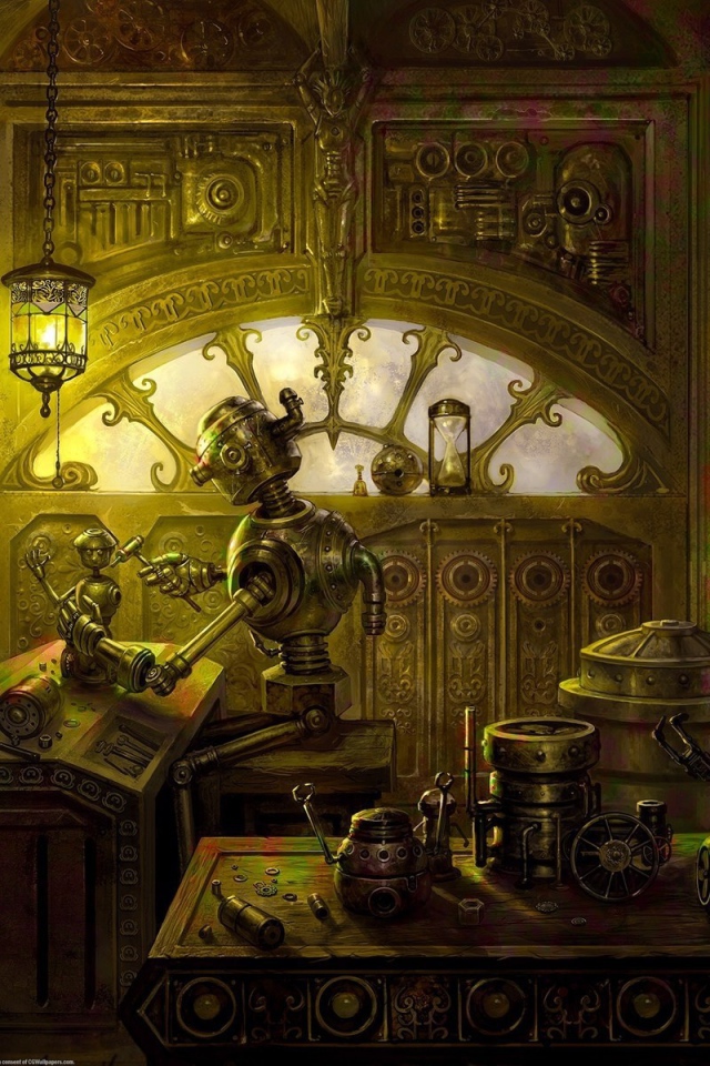 Роботы делают роботов, стимпанк