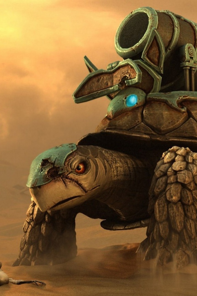 Черепаха с оружием на панцире, фэнтези