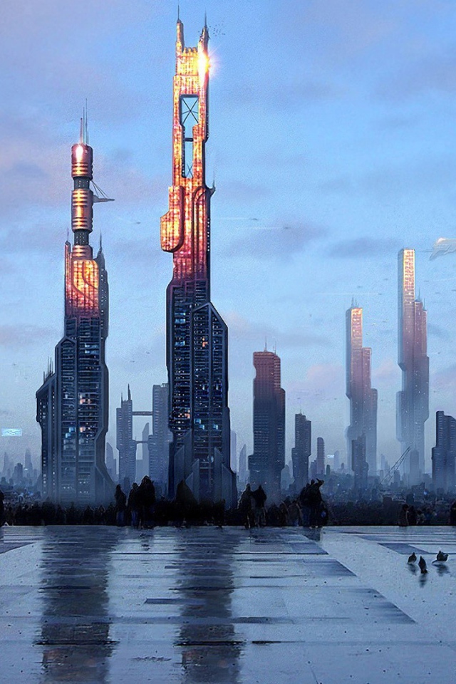 Прогулка по городской площади будущего