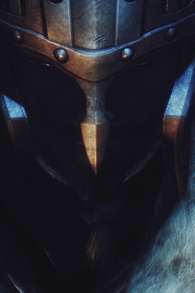 Воин в шлеме и мехах