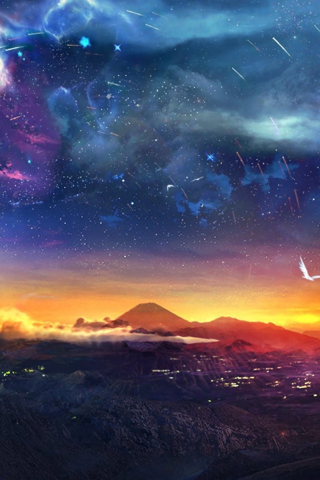 Женщина поправляет звезды в небе