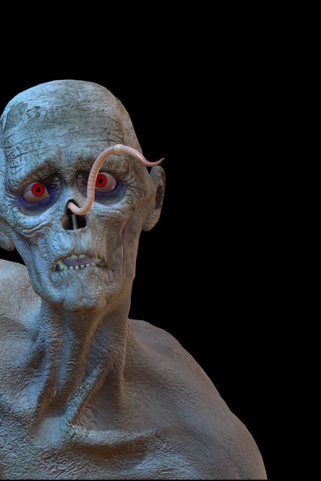 Червяк на лице зомби