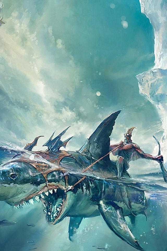 Монстр верхом на акуле