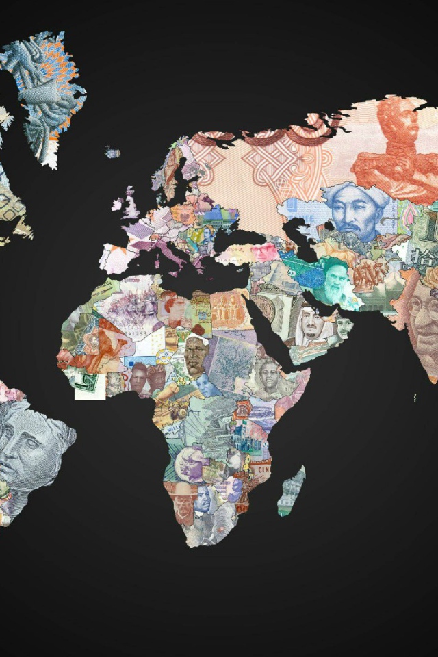 Money on the world map