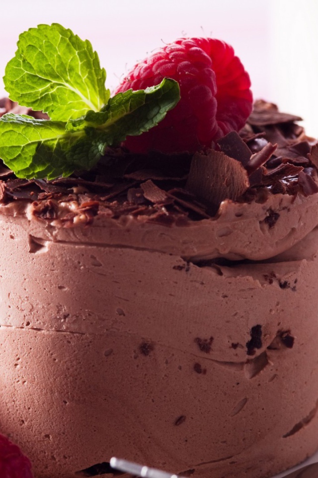 Воздушный шоколадный десерт с малиной