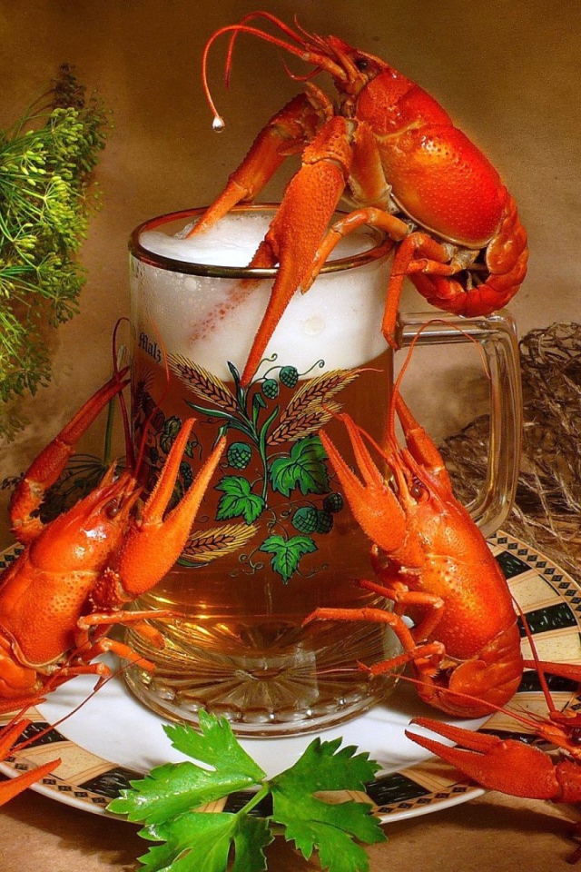 Пиво с вареными раками