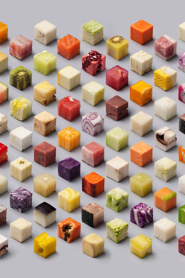 Кубики из различных продуктов