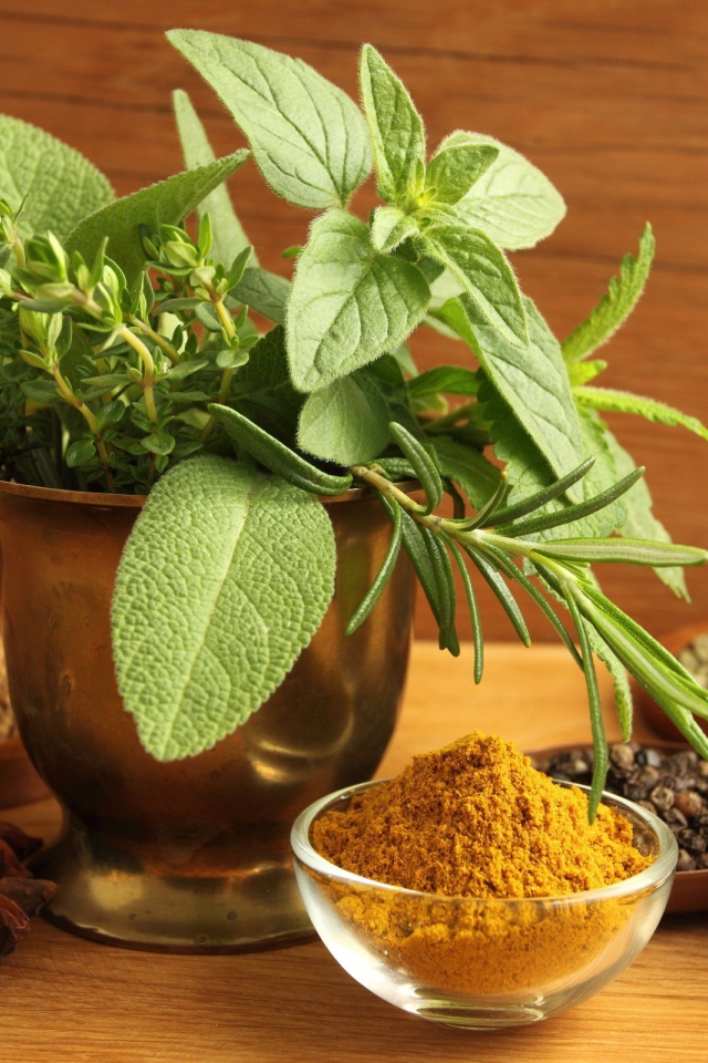 Мята и сухие специи для кулинарии