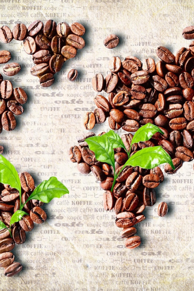 Карта мира из зерен кофе